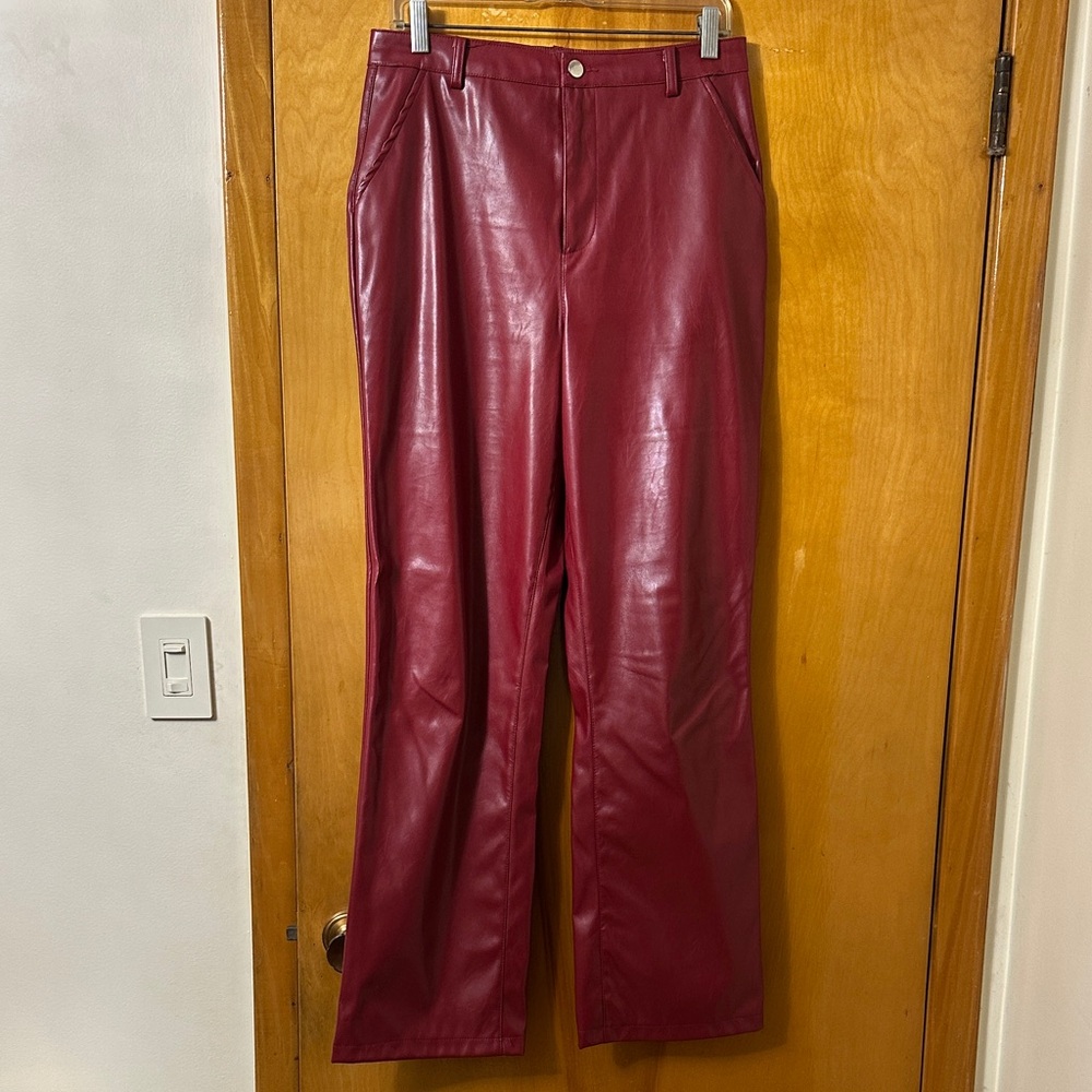 Boohoo Red Faux Leather Pants